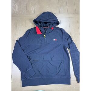 Tommy Hilfiger Sailing Gear Hoodie Medium kangaroo Navy Half‎ Zip Y2k Streetwear
